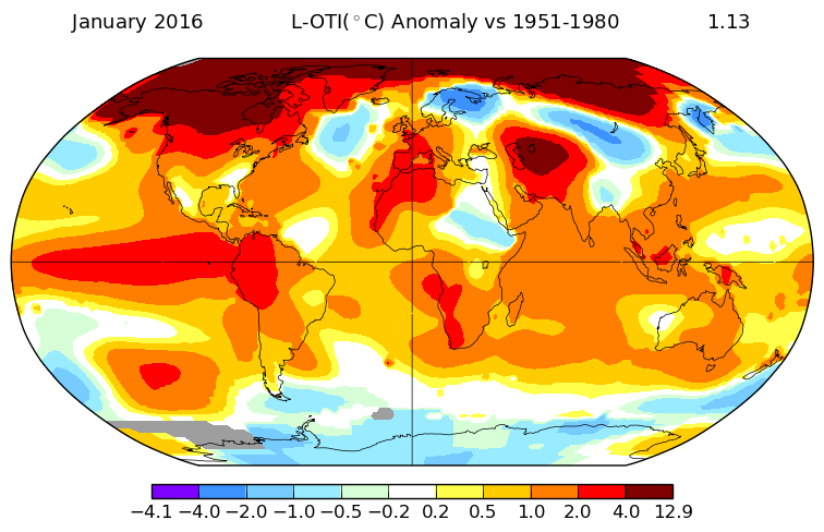Fig. 3. January 2016 is the hottest global January on record! (Source: NASA GISS)