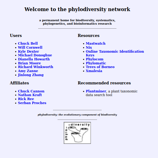 phylodiversity.net screenshot